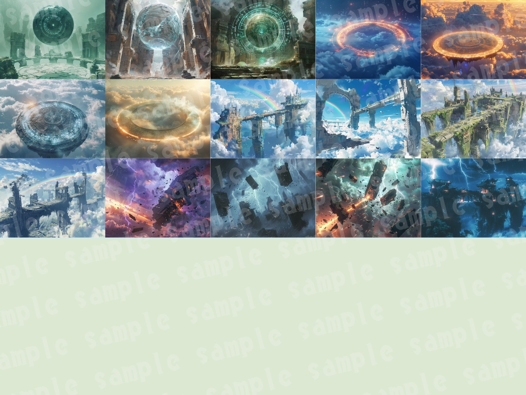 🕍【空中遺跡背景素材パック|幻想×浮遊島×ファンタジー】40枚セット
