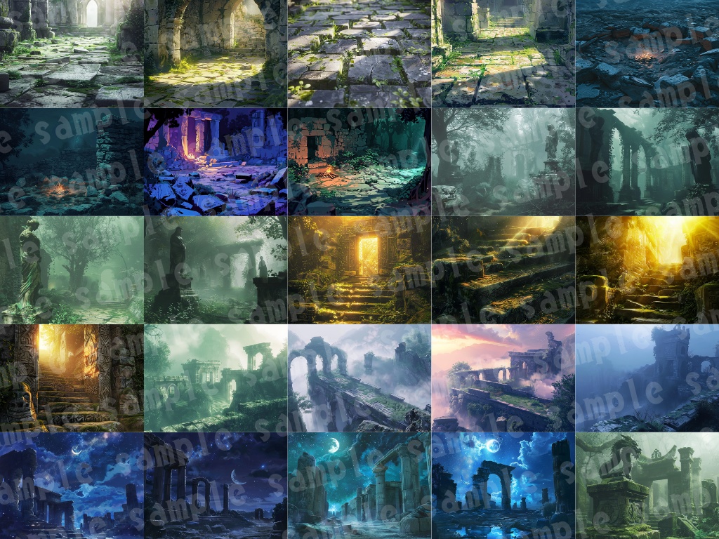 🔮【魔法文明遺跡背景パック|幻想×古代×ファンタジー】88枚セット