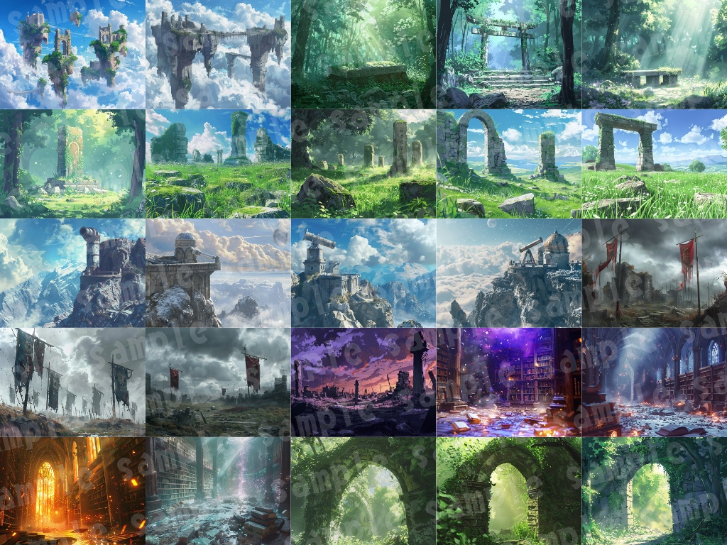 🔮【魔法文明遺跡背景パック|幻想×古代×ファンタジー】88枚セット