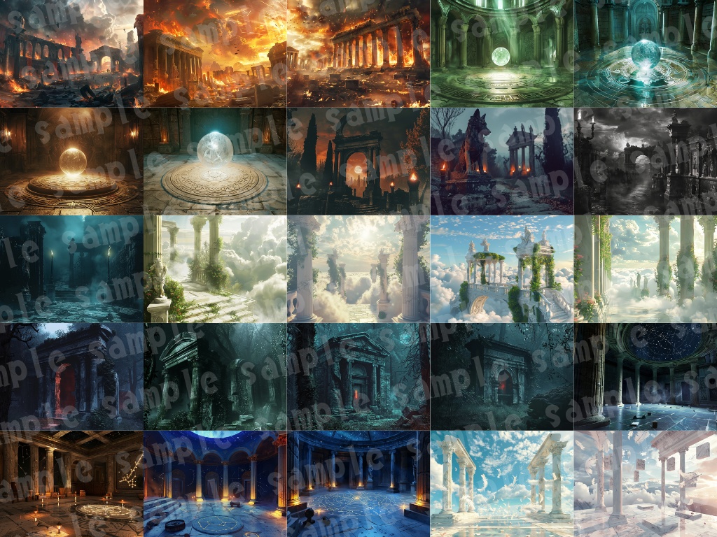 🏛【ローマ神話背景素材パック|荘厳×神殿×ファンタジー】80枚セット