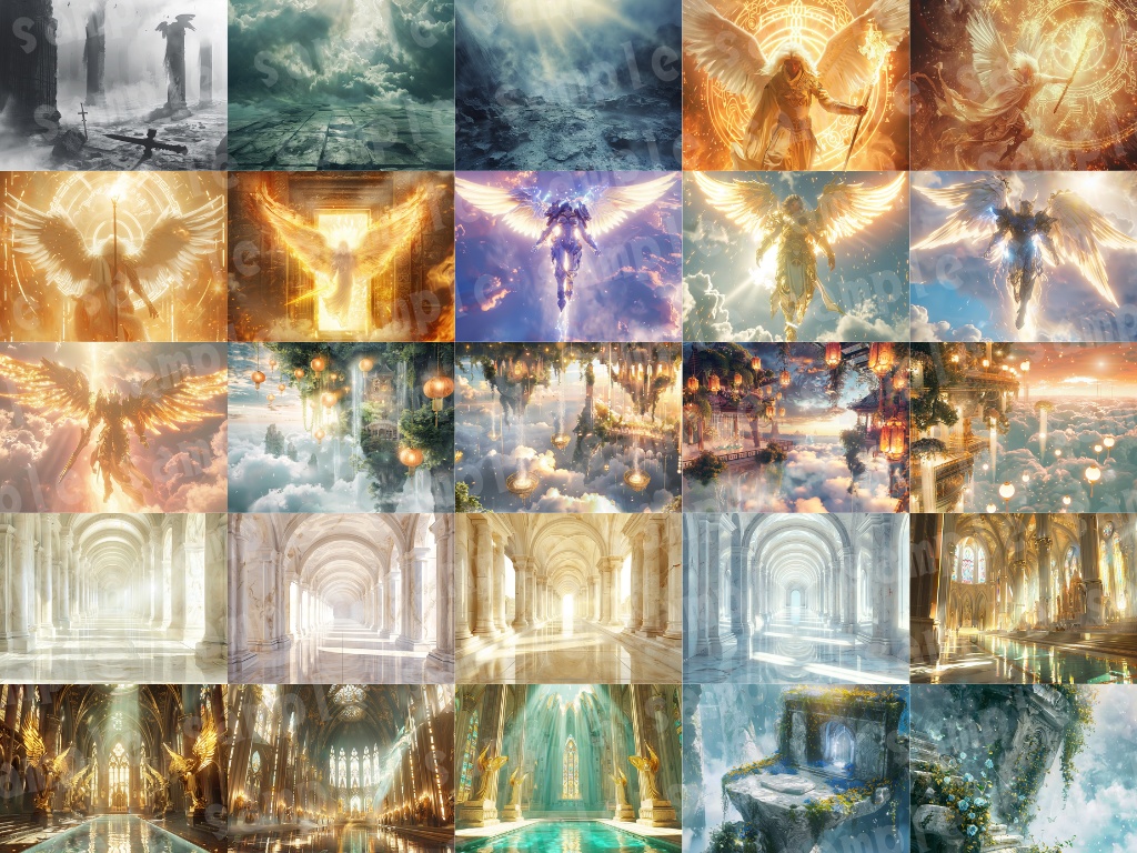 👼【天使背景素材パック|神聖×幻想×ファンタジー】78枚セット