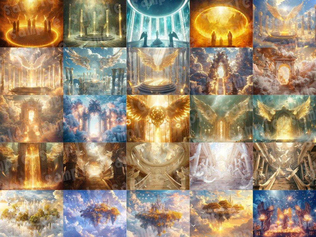 👼【天使背景素材パック|神聖×幻想×ファンタジー】78枚セット