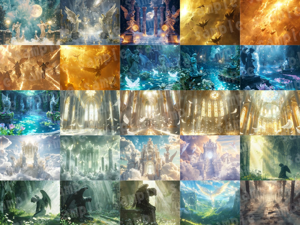 👼【天使背景素材パック|神聖×幻想×ファンタジー】78枚セット