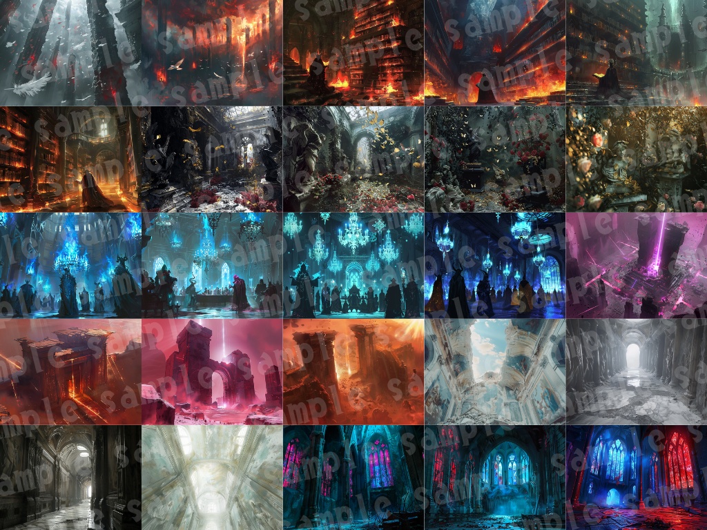 😈【悪魔背景素材パック|堕天×儀式×ダークファンタジー】80枚セット