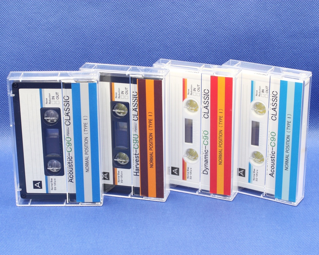 C90・4本組・ストライプデザインカセット・アソート