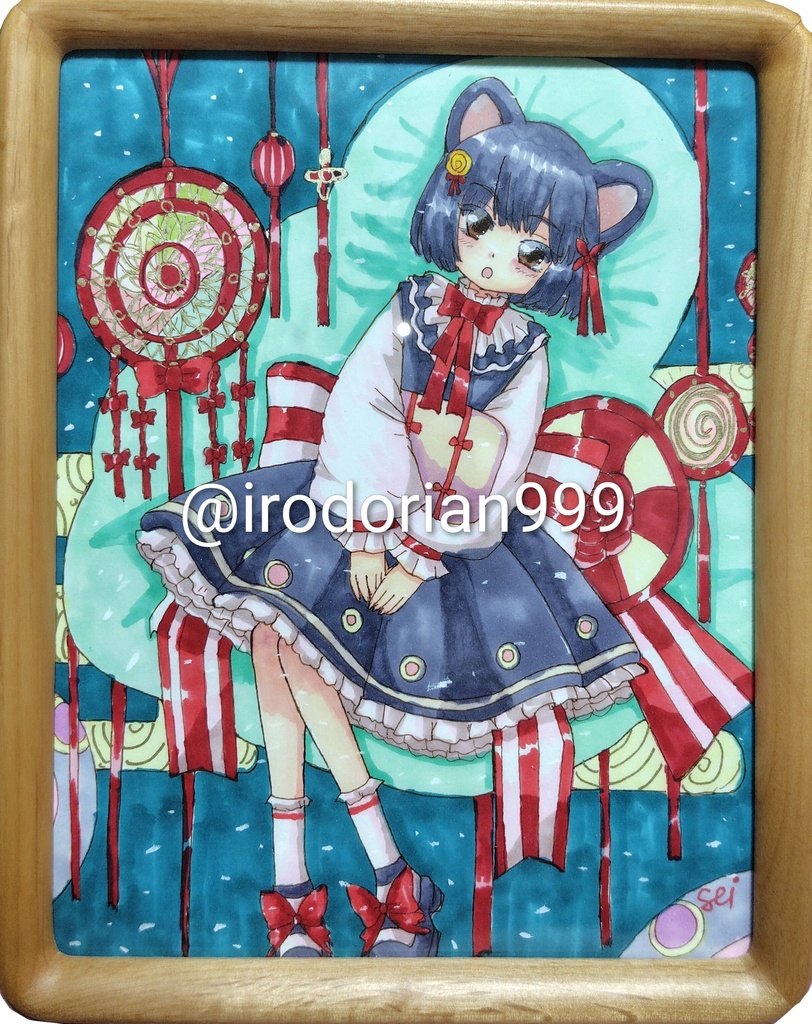 【額装作品】夢を見守る少女