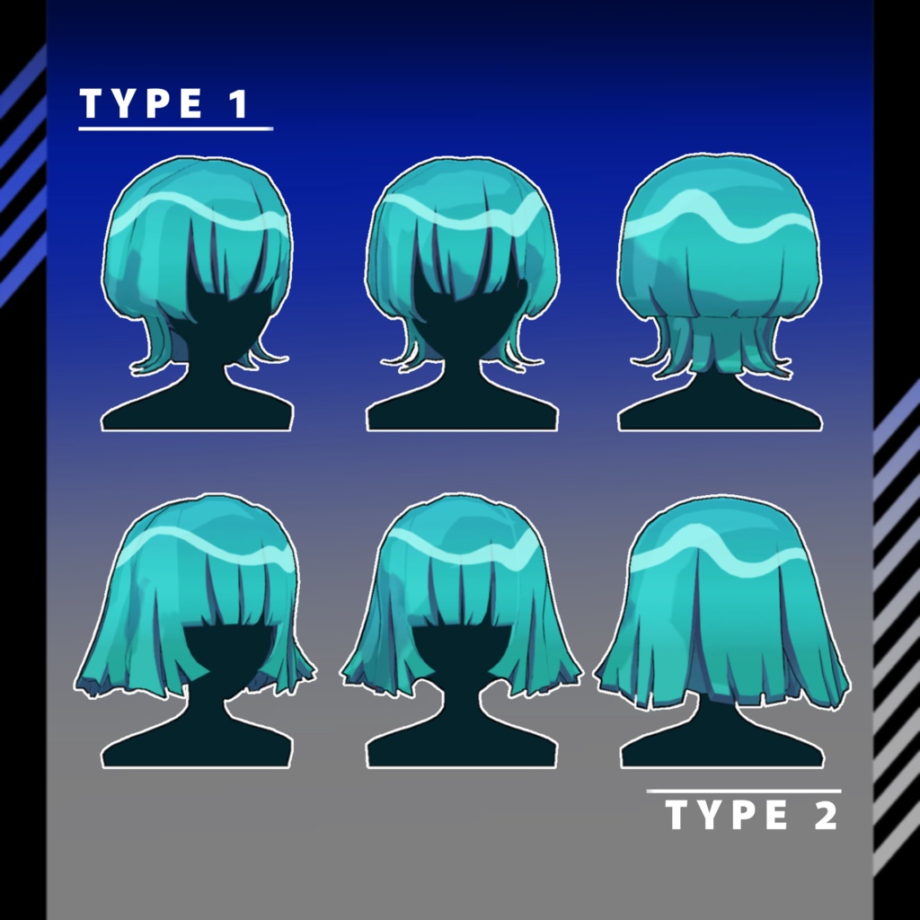 ターコイズ氏向け 2Type Hairsets/2種の髪型セット