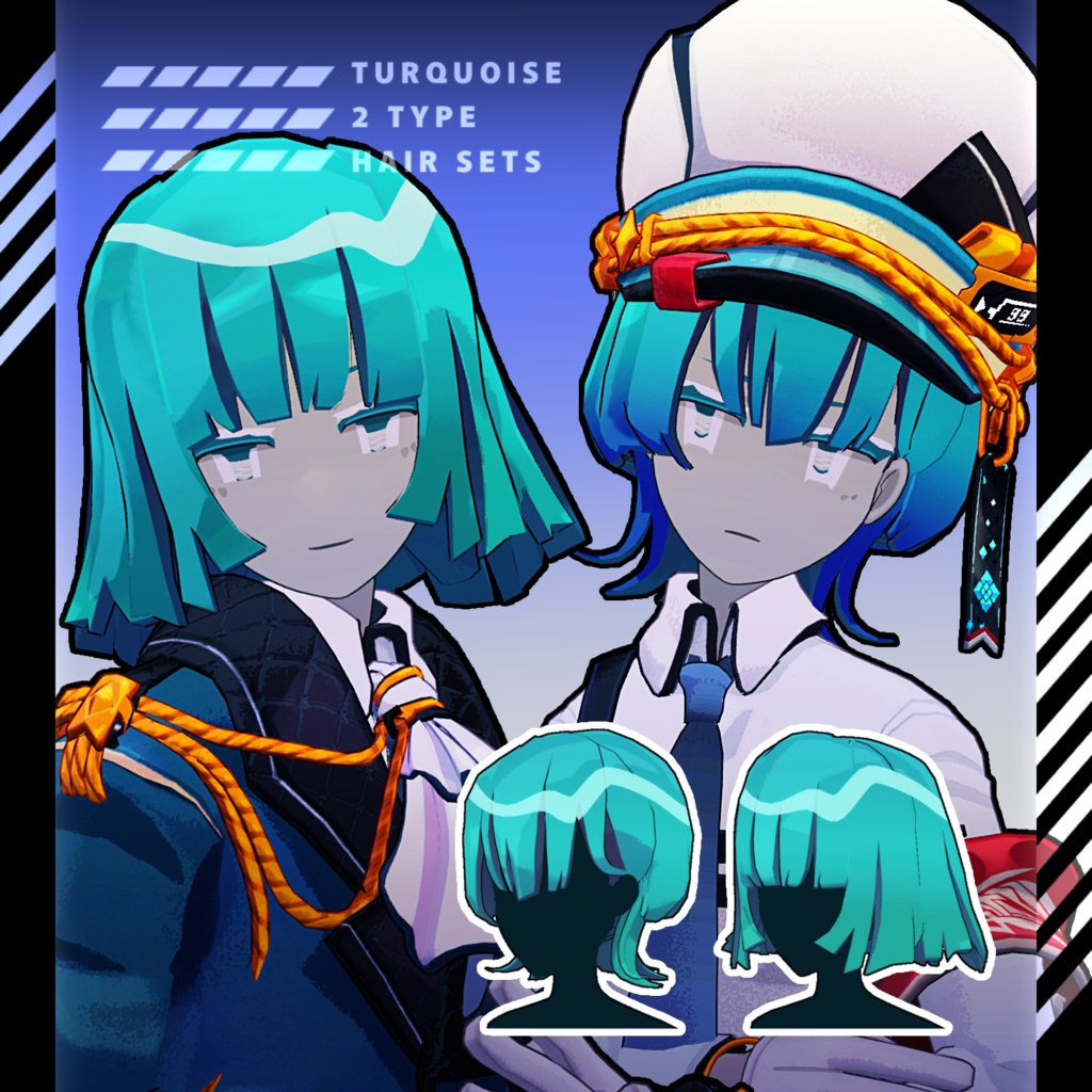 【2日間限定無料配布 ～02/04】ターコイズ氏向け 2Type Hairsets/2種の髪型セット