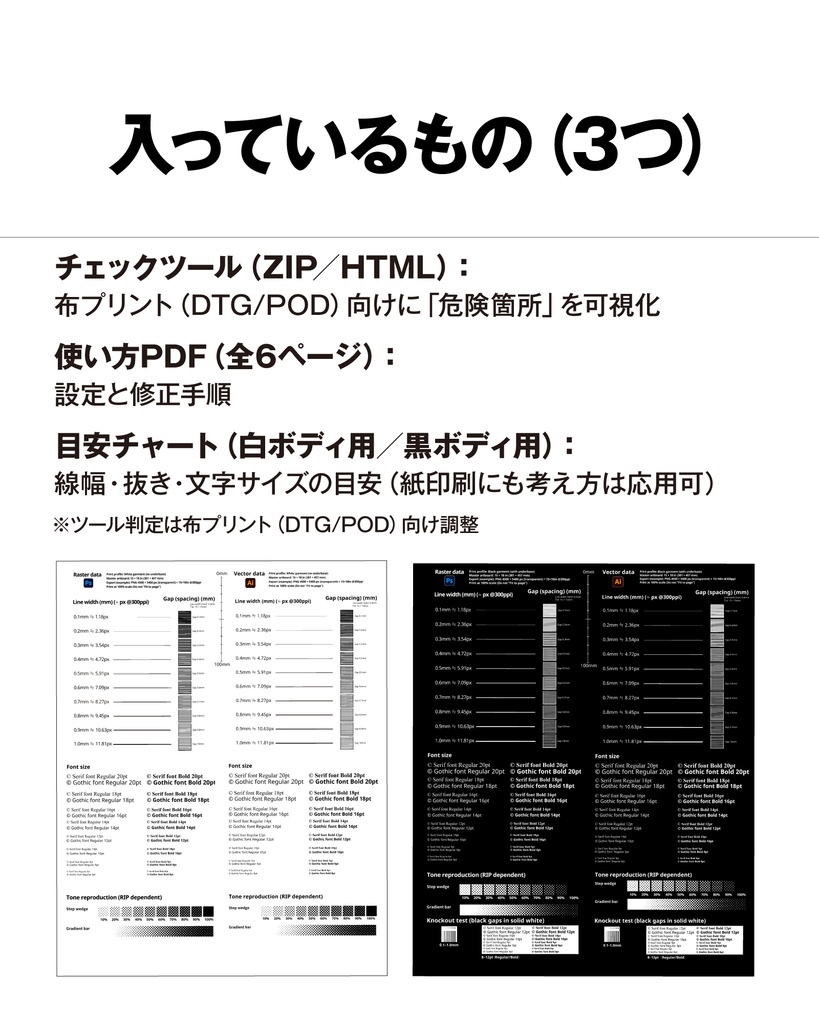 布プリント入稿ミス防止チェッカー(DTG/POD)