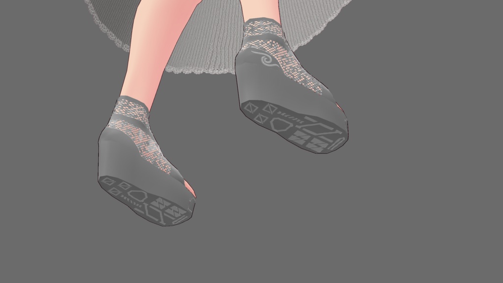 VRoid用テクスチャ グレーニットワンピース+ビニールサンダル セット