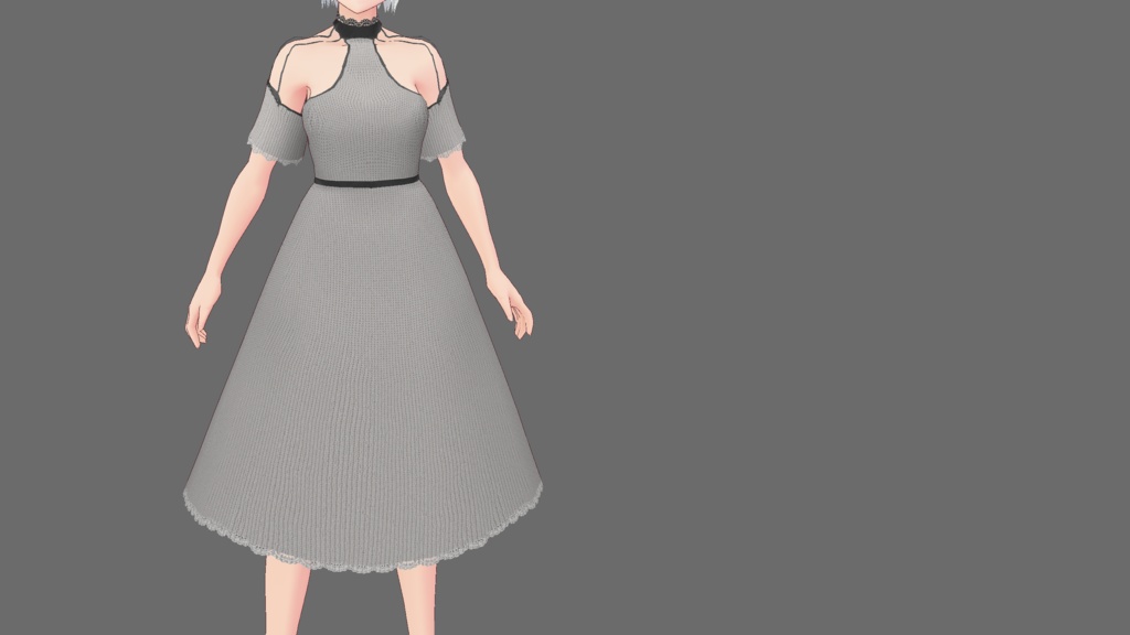 VRoid用テクスチャ グレーニットワンピース+ビニールサンダル セット