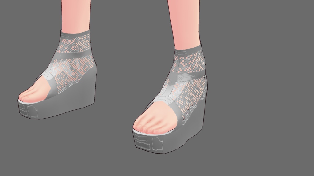 VRoid用テクスチャ グレーニットワンピース+ビニールサンダル セット