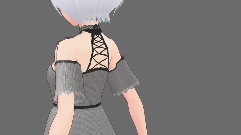 VRoid用テクスチャ グレーニットワンピース+ビニールサンダル セット