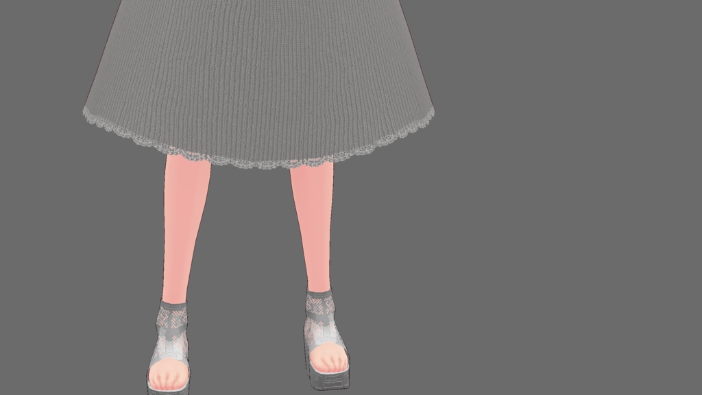 VRoid用テクスチャ グレーニットワンピース+ビニールサンダル セット