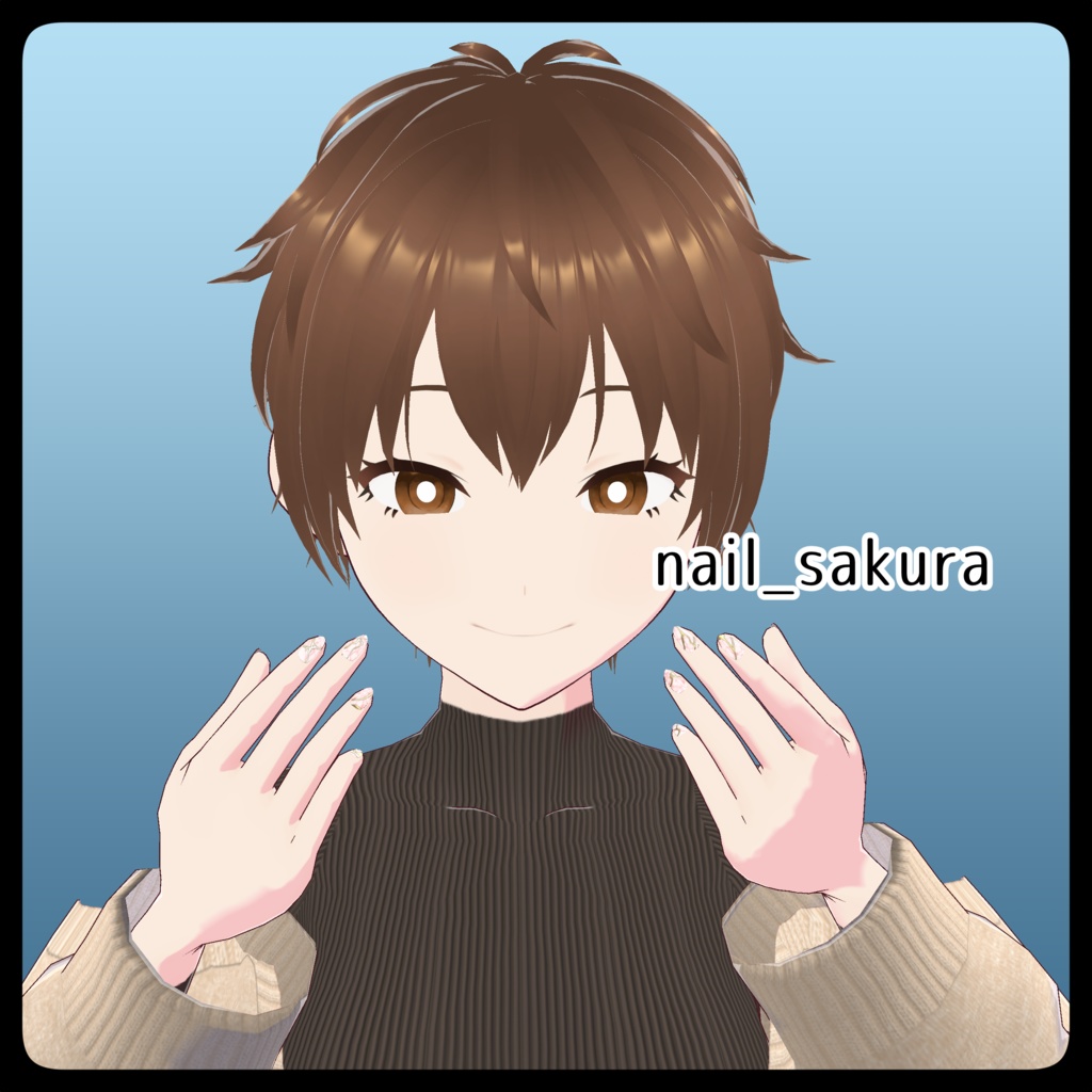 【VRoid向けテクスチャ】ゆる着カーディガン+金継ぎネイル