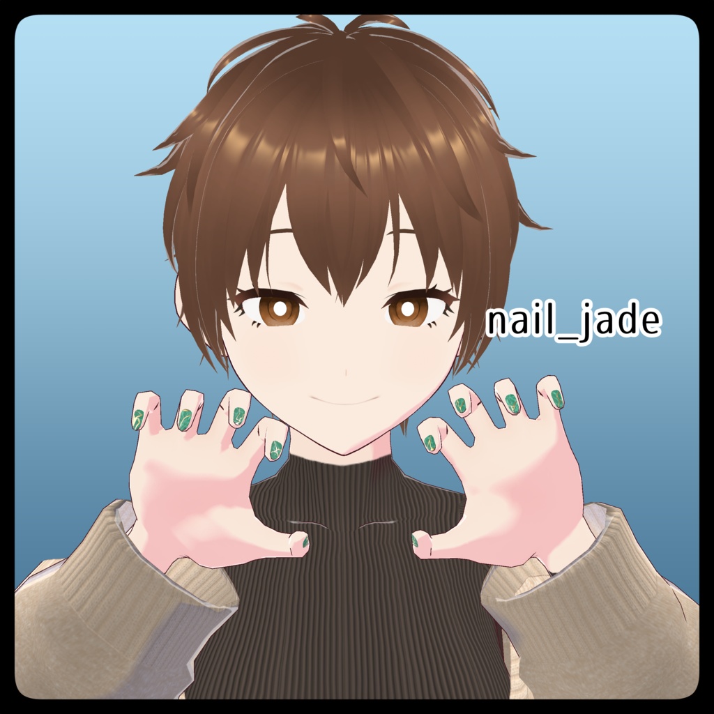 【VRoid向けテクスチャ】ゆる着カーディガン+金継ぎネイル