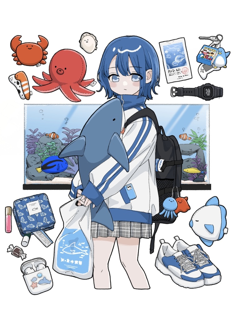 さかな好きハンドタオル