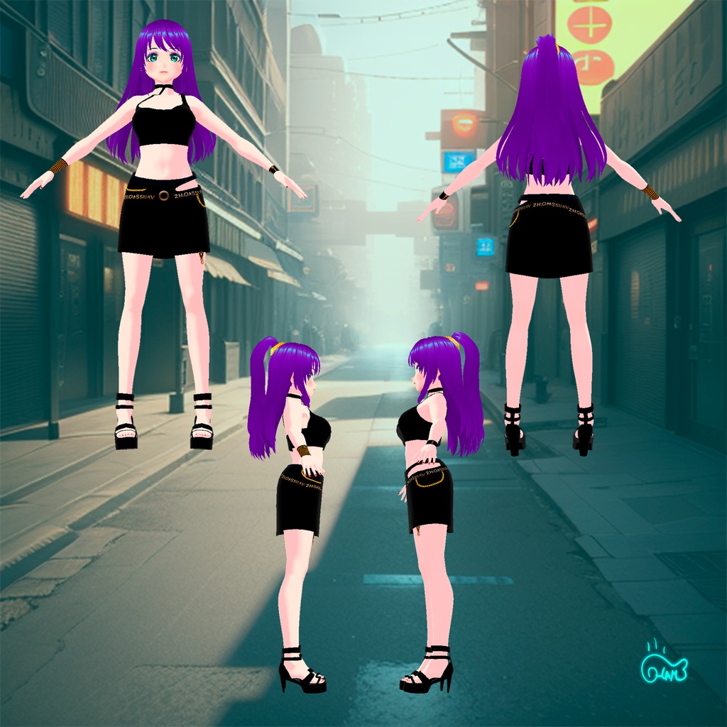 【VRoid】Luxury Black & Gold 黒×ゴールド 衣装テクスチャ | Elegant VTuber Outfit