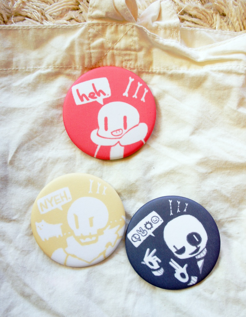 undertale布製バッチ三種セット(Gaster,sans,papyrus)