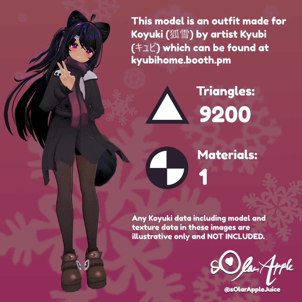 オリジナル3Dモデル / (ORIGINAL 3D MODEL Ver. 1.00) Black Fox Coat for Koyuki!