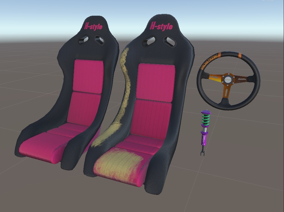 車のフルバケとステアリングと車高調[VRChat][3Dモデル]
