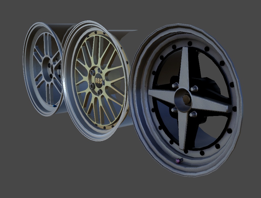 VRChat]車用ホイール3本セット[車][ホイール][3Dモデル 