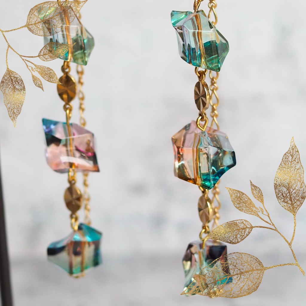 黄昏の琥珀糖の耳飾り