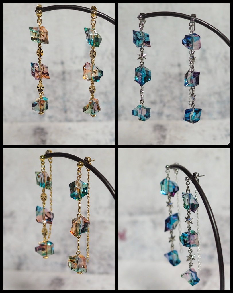 黄昏の琥珀糖の耳飾り