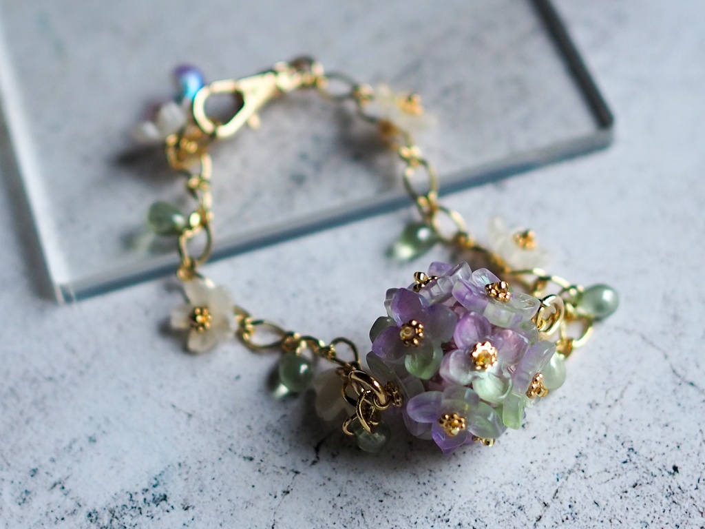 紫陽花のバッグチャーム【金】
