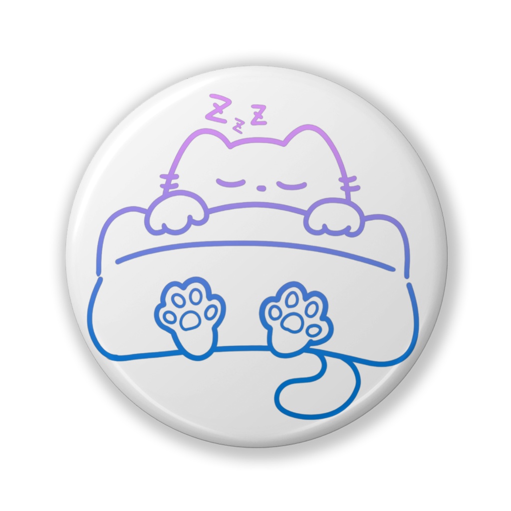 ぬくぬくねこねこ 32mm缶バッジ （白）レインボー