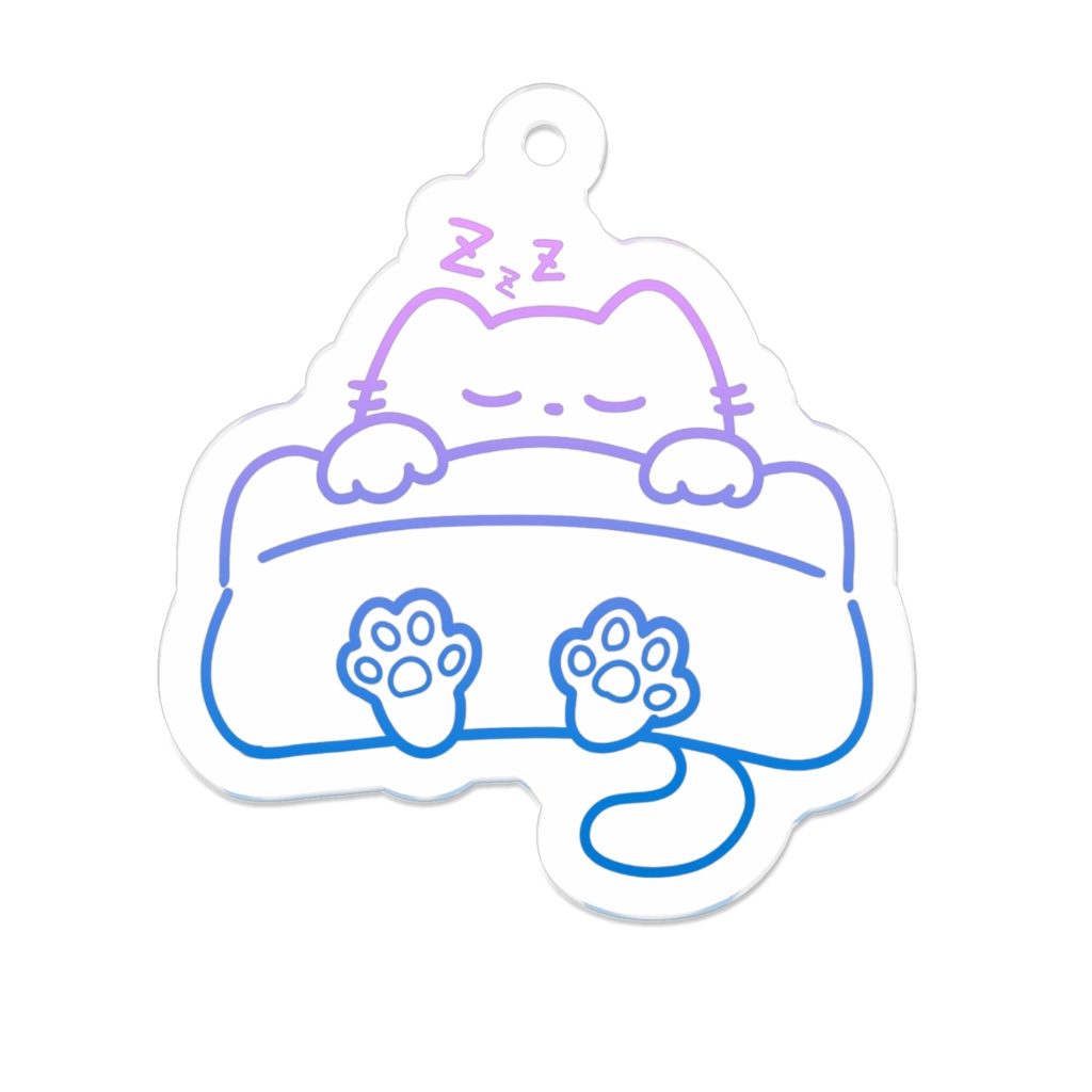 【コーティング無し】ぬくぬくねこねこ 50mmアクリルキーホルダー（レインボー）