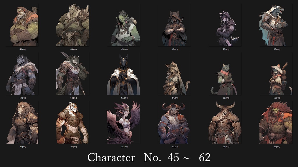 【RPG向け】キャラ70種立ち絵素材集【亜人/獣人】