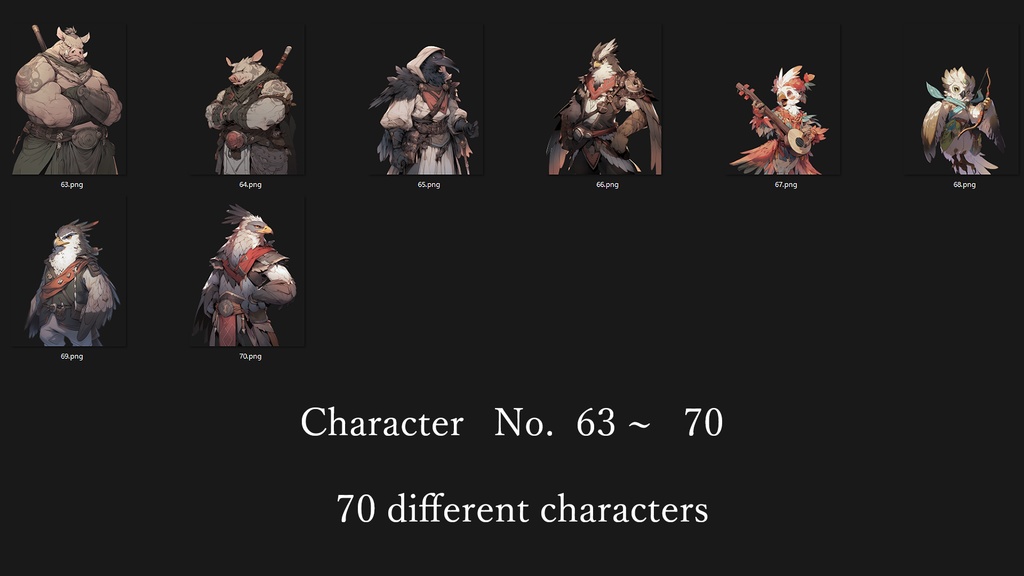 【RPG向け】キャラ70種立ち絵素材集【亜人/獣人】