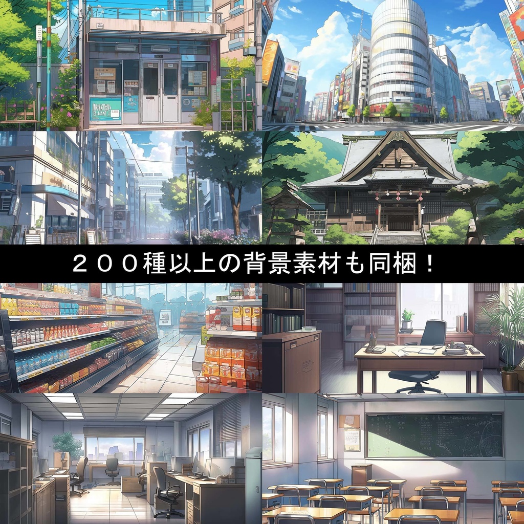 現代キャラ150種立ち絵+背景200種素材集