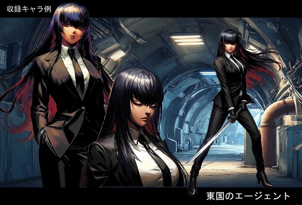 秘密組織エージェント 立ち絵フルセット + 背景素材【全身 / 表情 / TRPG】