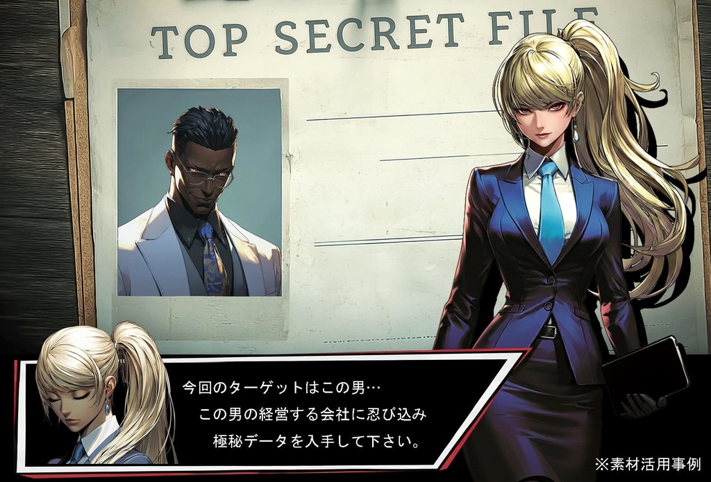 秘密組織エージェント 立ち絵フルセット + 背景素材【全身 / 表情 / TRPG】