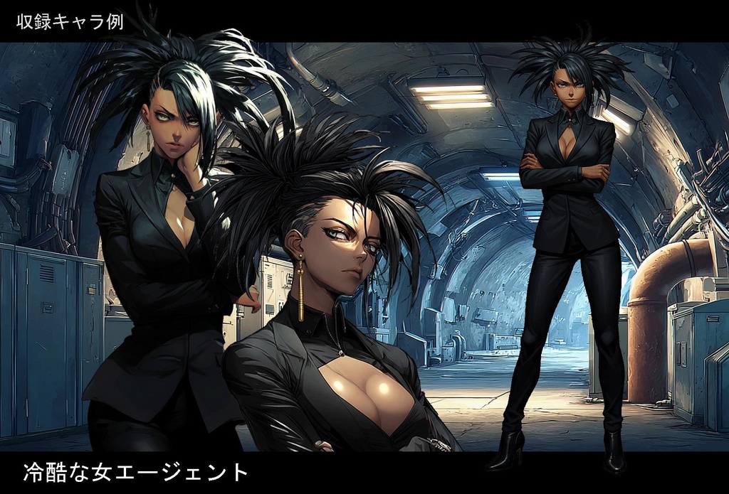 秘密組織エージェント 立ち絵フルセット + 背景素材【全身 / 表情 / TRPG】