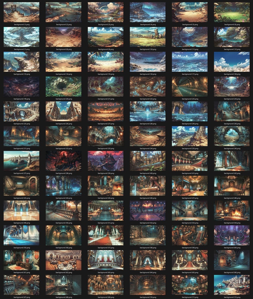 【300枚】RPGファンタジー背景素材集:汎用200枚+キャラ配置可能背景100枚