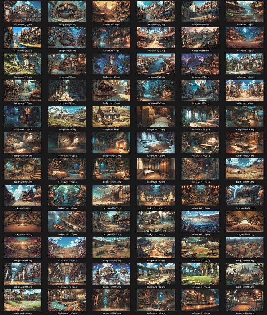 【300枚】RPGファンタジー背景素材集:汎用200枚+キャラ配置可能背景100枚