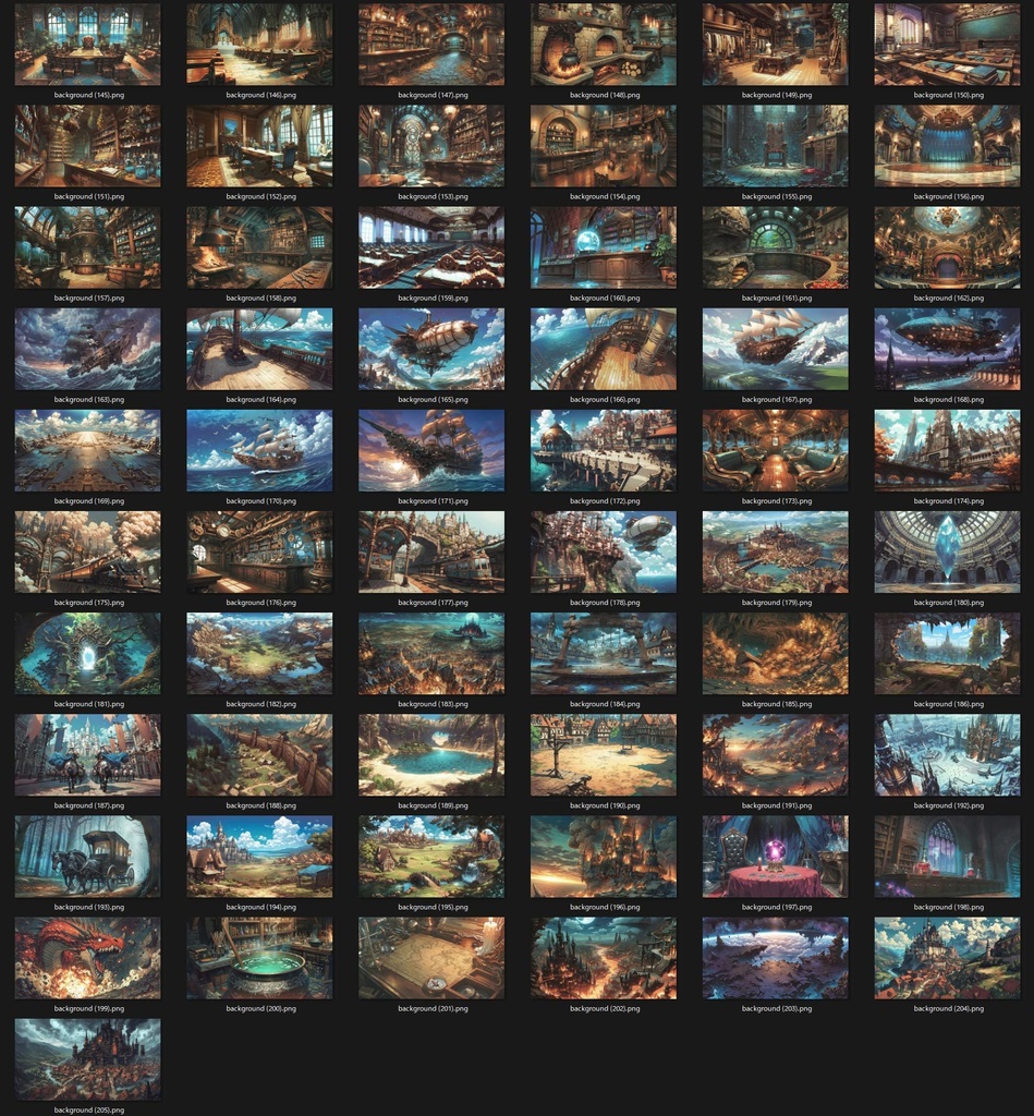 【300枚】RPGファンタジー背景素材集:汎用200枚+キャラ配置可能背景100枚