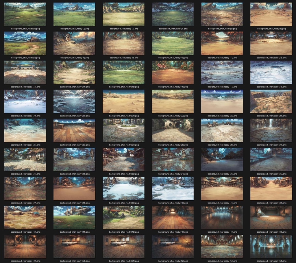 【300枚】RPGファンタジー背景素材集:汎用200枚+キャラ配置可能背景100枚