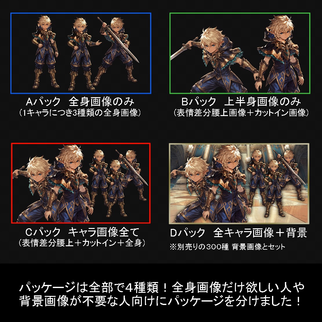 【100キャラ】ファンタジーゲーム立ち絵(亜人 / 魔族):全身・表情差分・ボイスドラマ・ゲーム制作向け / Fantasy Character Asset Pack : 100 Characters