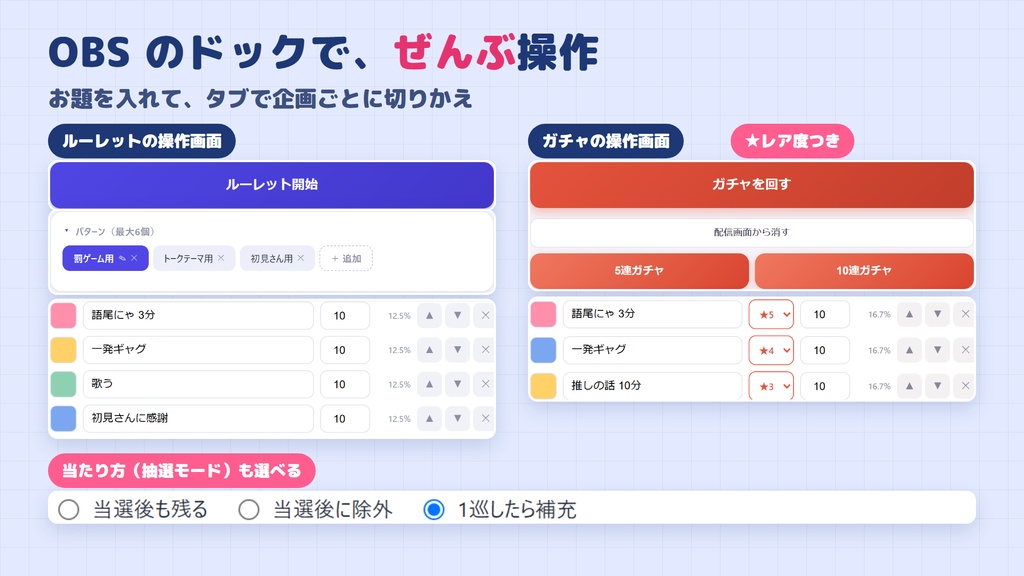 【セール中・2つで800円】当たったお題がそのままタイマーになる、ルーレット&ガチャ|ガチャは見た目4種【わんコメ・OBS用】