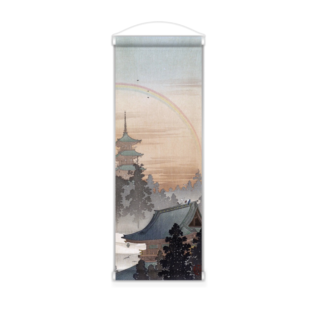 虹と寺(ミニタペストリー)