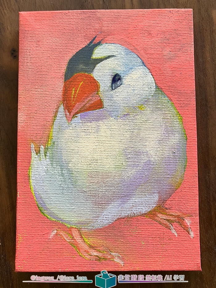 手描きミニキャンバス画　「お風呂あがり」