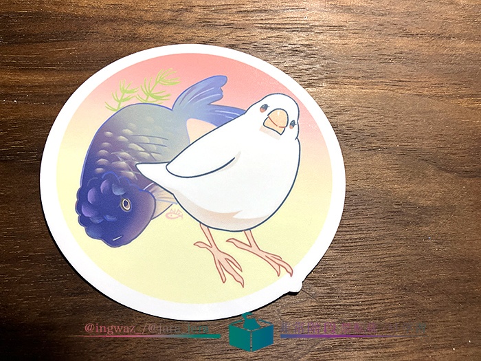 やとみ文鳥ステッカー　白