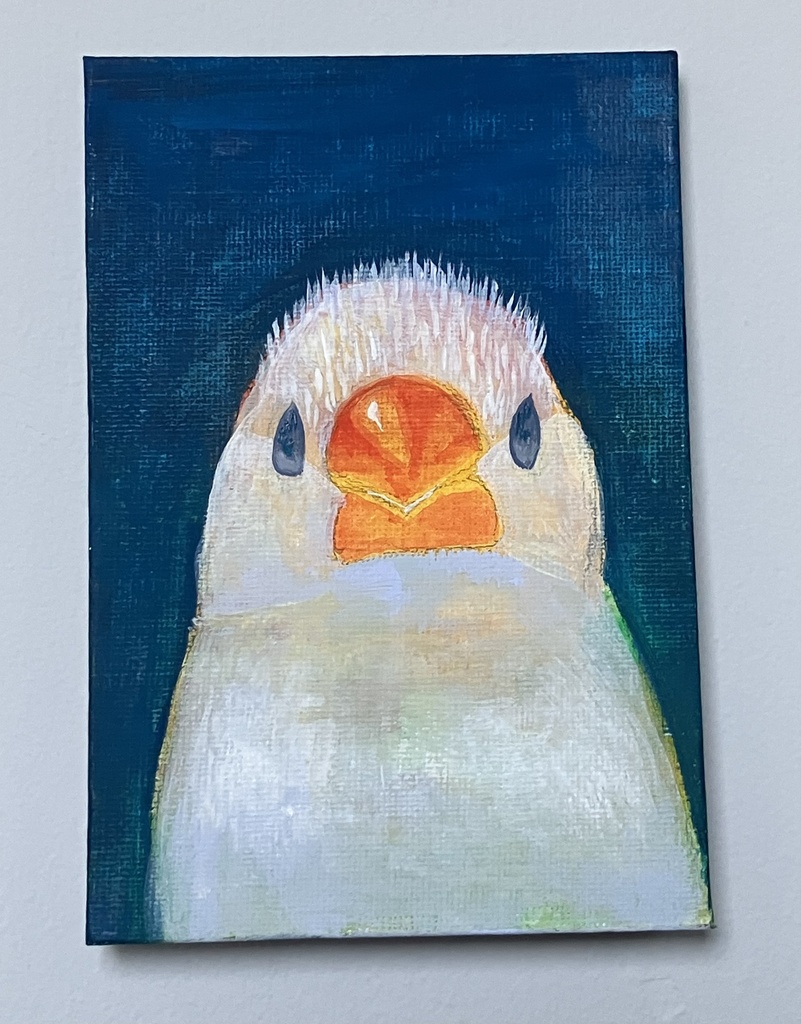 手描きミニキャンバス画　「見つめる」