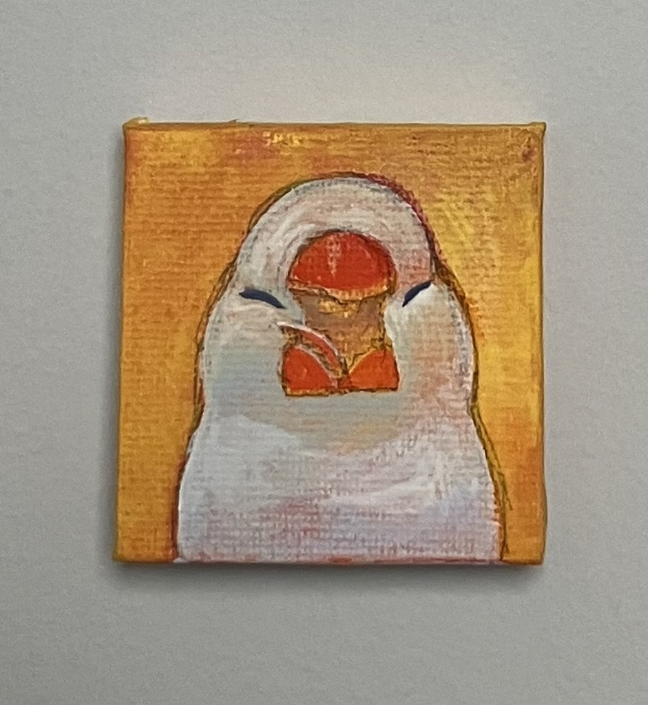 手描きミニキャンバス画「あくび」