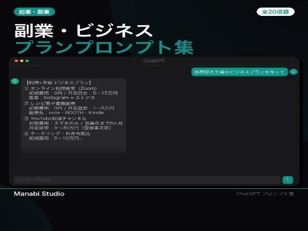 副業アイデア出しから収益化まで｜ビジネスモデル・LP作成 AIプロンプト15本【起業スクール¥50万相当】
