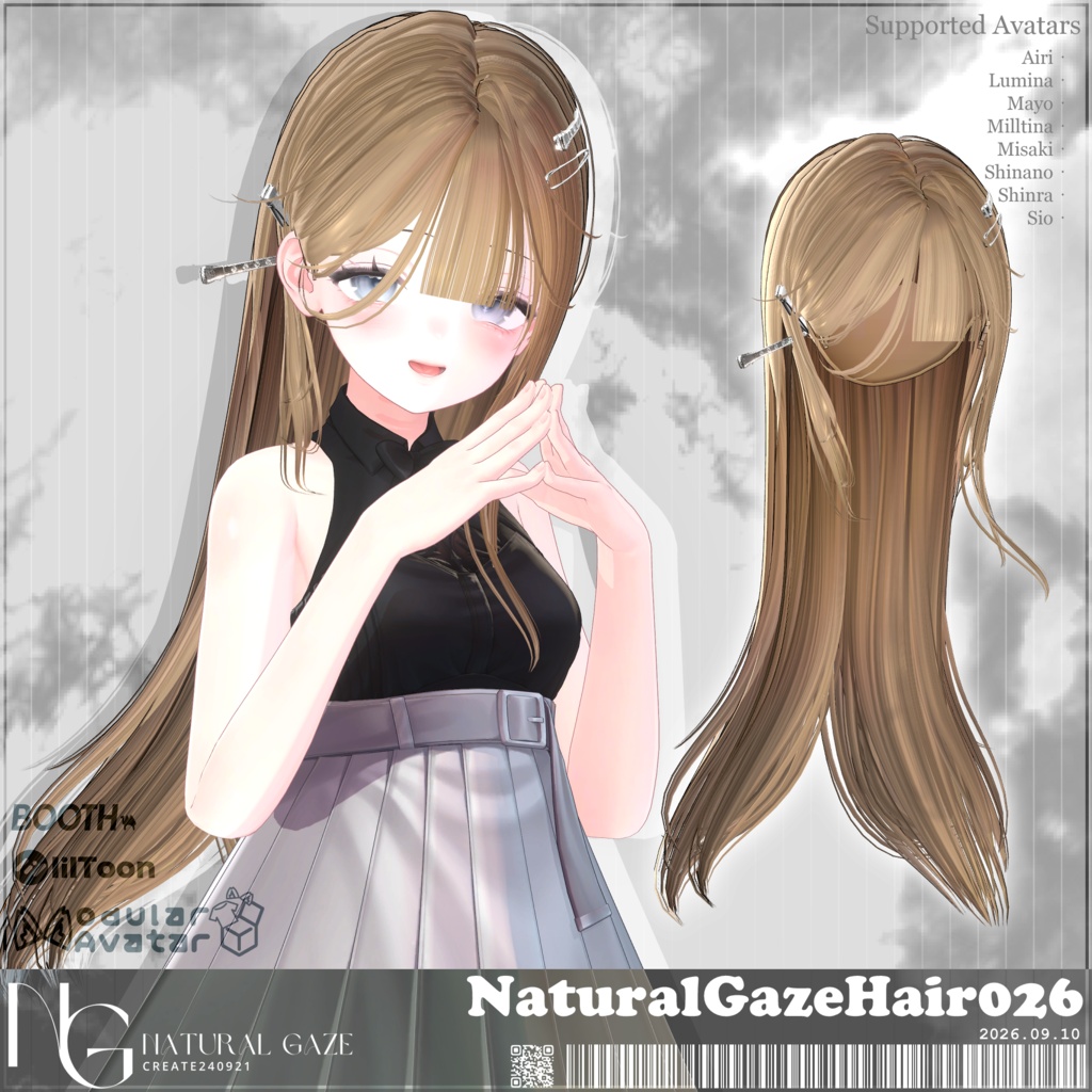 【8アバター対応】NaturalGazeHair026
